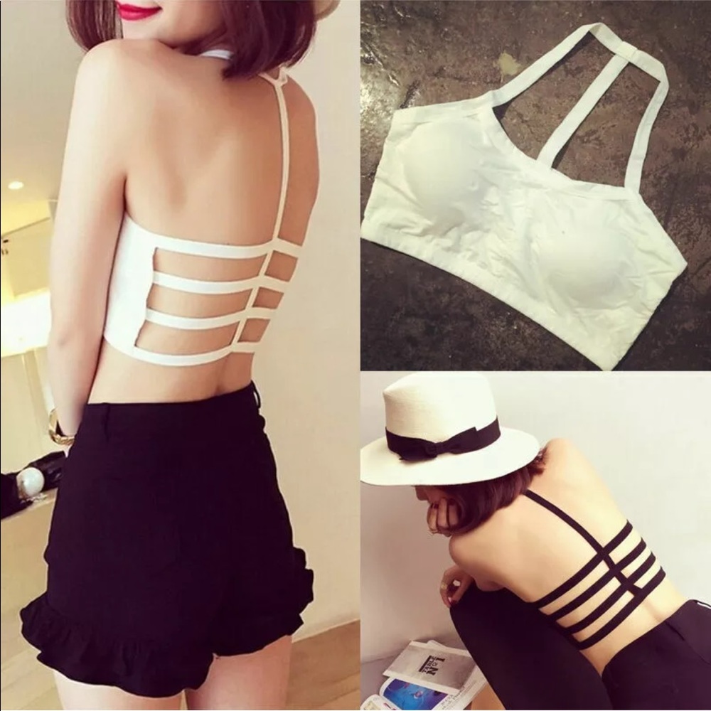 3 Lace criss cross black bralette bikini top - Picture 7 of 9